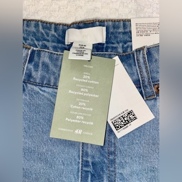 Women’s NWT H&M light blue denim cut off‎ high waisted jean shorts size 8 - Picture 10 of 12